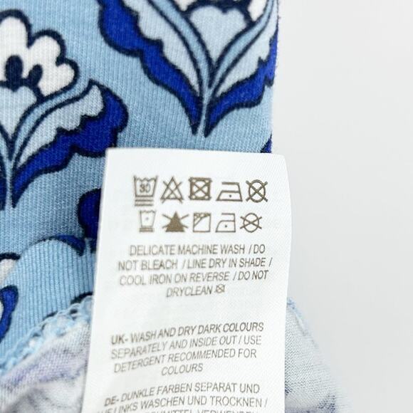 Boden Flutter Sleeve Jersey Dress Dusty Blue Oriental Bud Womens Size 12R - Picture 8 of 14